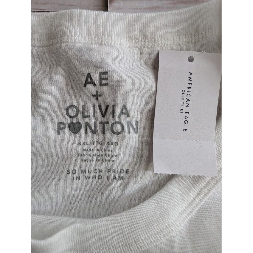 American Eagle Olivia Ponton Size Juniors XXL White Multicolor Graphic Top NWT - Picture 2 of 7